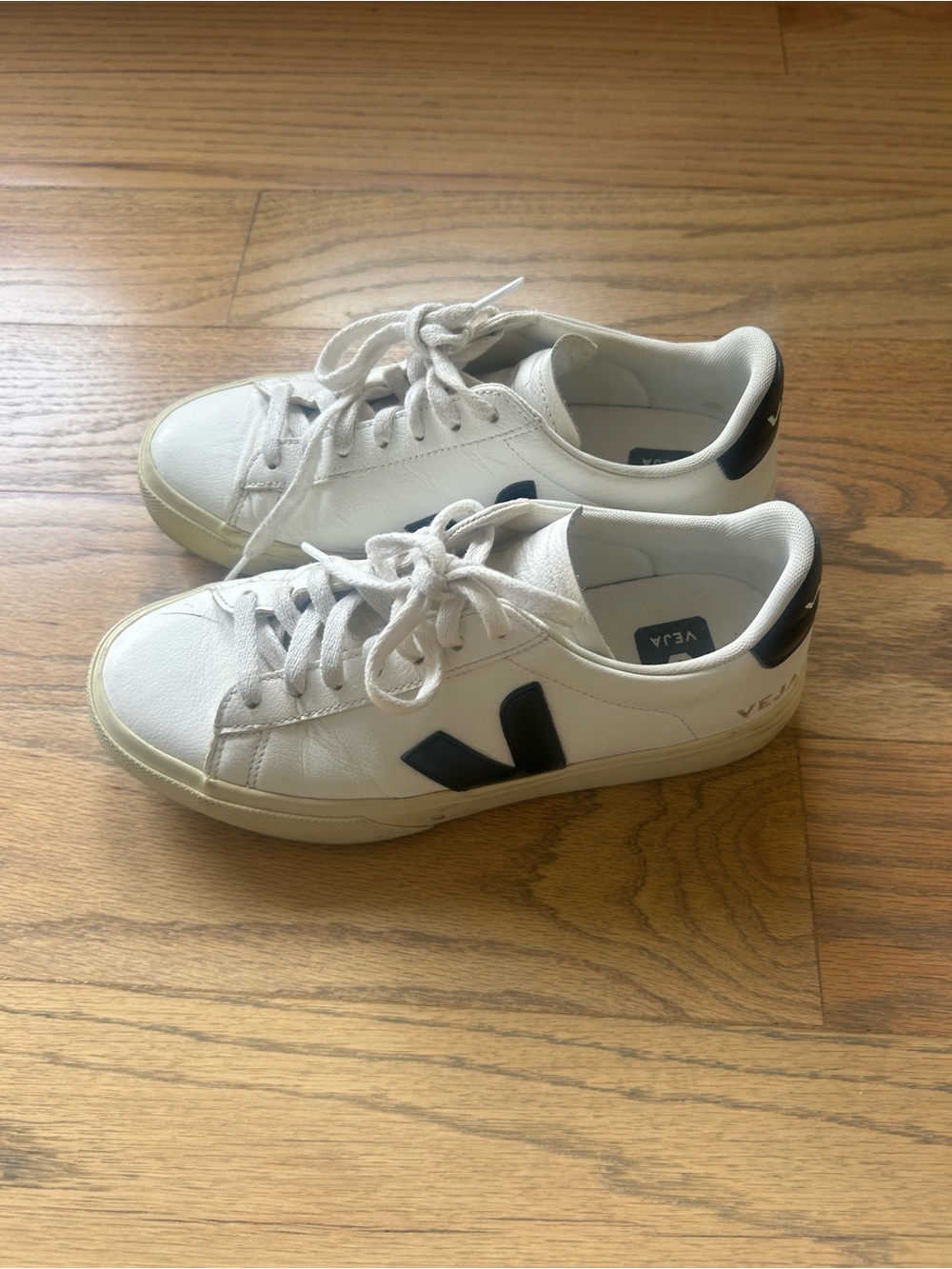 Veja Women’s White Sneakers with Navy V Logo